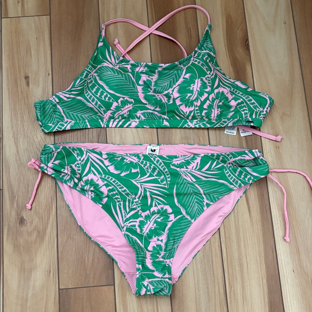 Fat Face Pink and Green Bikini